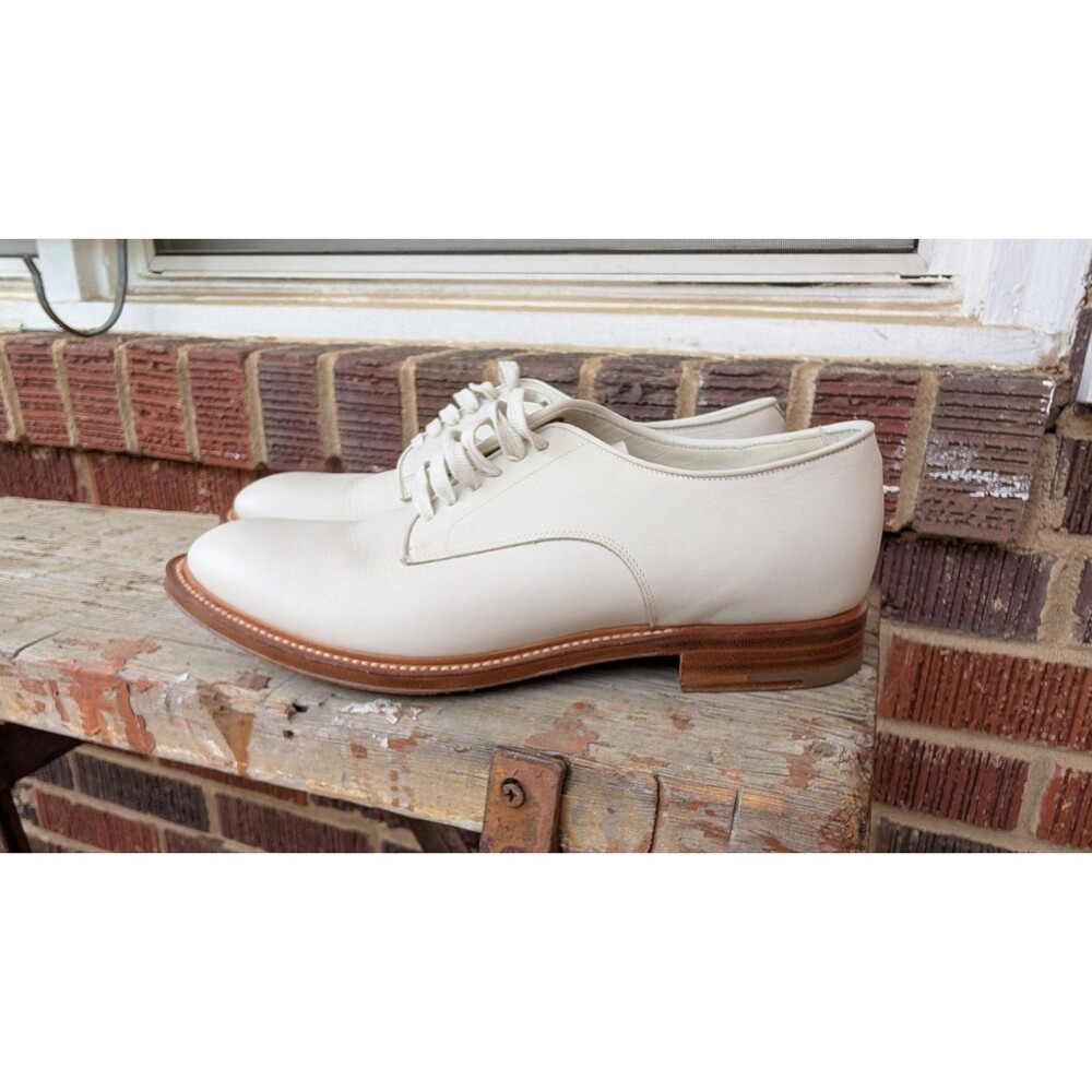 Prada Leather Derby Shoes- Off-White-Made in Italy -Y2K-Mens US 8